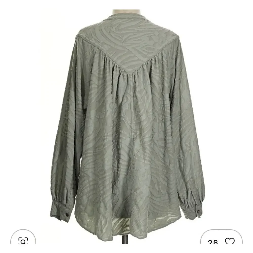 Free People Can't Stop Dreaming Very Oversized Size S Sage Green Tunic Blouse